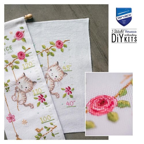 Vervaco Vervaco Borduurpakket Groeimeter Guitige poesjes Vervaco Vervaco Borduurpakket Groeimeter Guitige poesjes