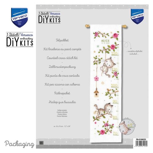 Vervaco Vervaco Borduurpakket Groeimeter Guitige poesjes Vervaco Vervaco Borduurpakket Groeimeter Guitige poesjes