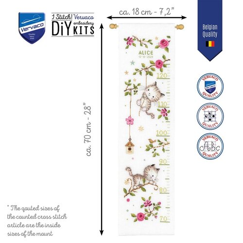 Vervaco Vervaco Borduurpakket Groeimeter Guitige poesjes Vervaco Vervaco Borduurpakket Groeimeter Guitige poesjes