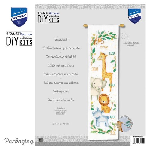 Vervaco Vervaco Geboortetegel Groeimeter Jungle dieren