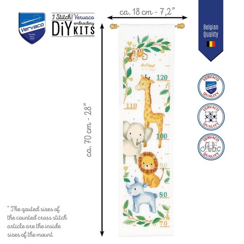 Vervaco Vervaco Geboortetegel Groeimeter Jungle dieren