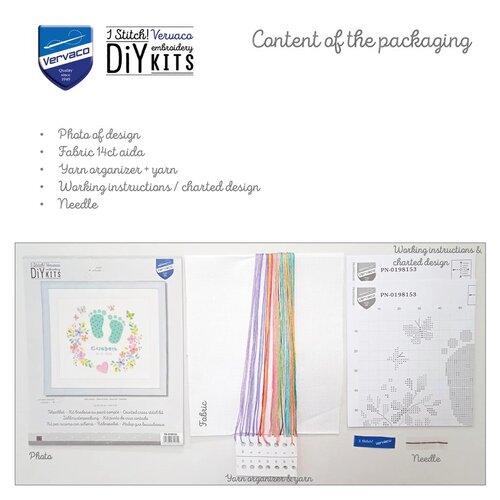 Vervaco Vervaco Borduurpakket geboorte Baby voetjes Vervaco Vervaco Borduurpakket geboorte Baby voetjes