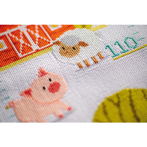 Vervaco Borduurpakket Groeimeter Op de boerderij Vervaco Borduurpakket Groeimeter Op de boerderij