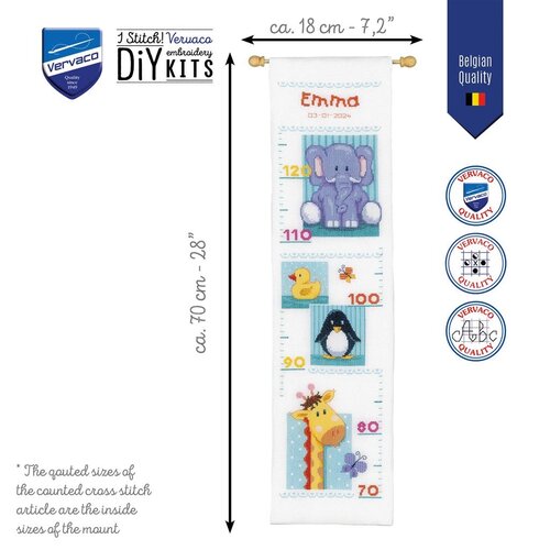 Vervaco Borduurpakket Groeimeter Baby diertjes