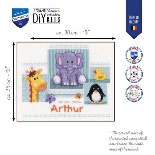 Vervaco Vervaco Borduurpakket geboorte Baby diertjes