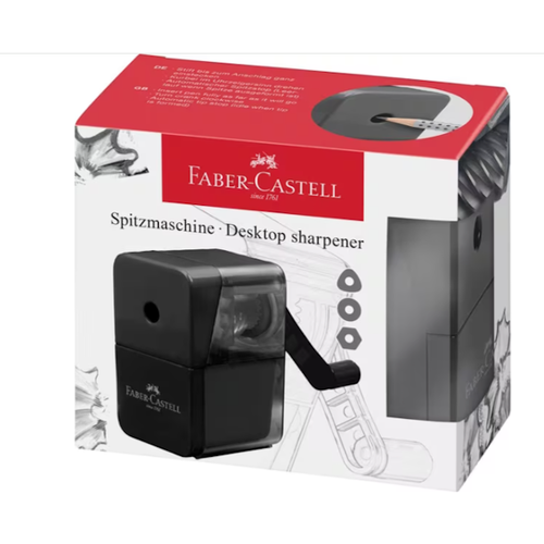 Faber Castell Puntenslijper tafelmodel geschikt voor potloden tot 8,4mm rond, driekant en zeskantig