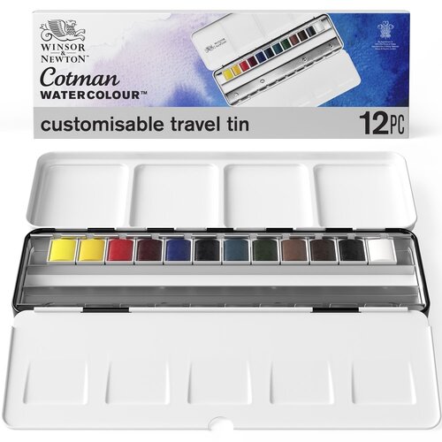 Cotman Cotman Aquarelverf set Blue Box 12 halve napjes Cotman Cotman Aquarelverf set Blue Box 12 halve napjes