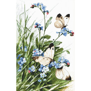 Leti Stitch Leti Stitch borduurpakket Butterflies and Bluebird Flowers