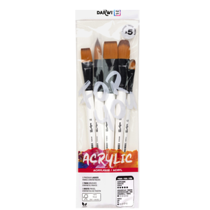 Darwi Darwi Acryl penselenset van 5 Breed Synthetisch