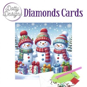 Dotty Designs   Diamond Painting Kerstkaart Snowmen