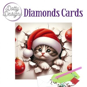 Dotty Designs   Diamond Painting Kerstkaart Christmas Kitten