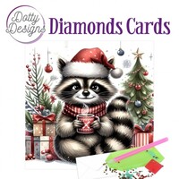 Diamond Painting Kerstkaart Christmas Raccoon