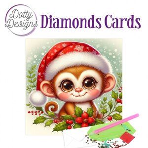 Dotty Designs   Diamond Painting Kerstkaart Christmas Monkey