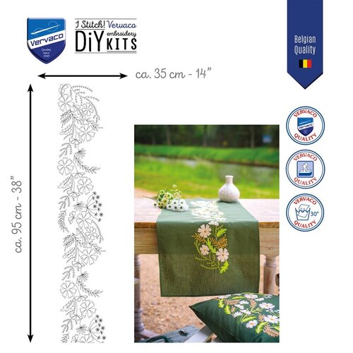 Vervaco Vervaco tafelloper borduurpakket witte bloemen PN-0222584