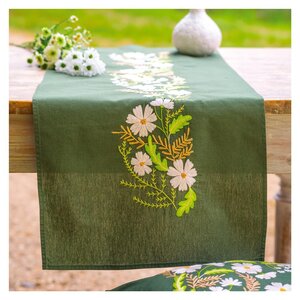 Vervaco Vervaco tafelloper borduurpakket witte bloemen PN-0222584