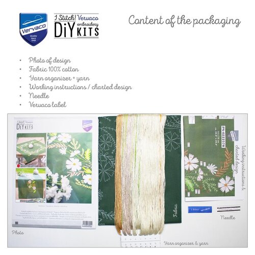 Vervaco Vervaco tafelkleed borduurpakket witte bloemen PN-0222578