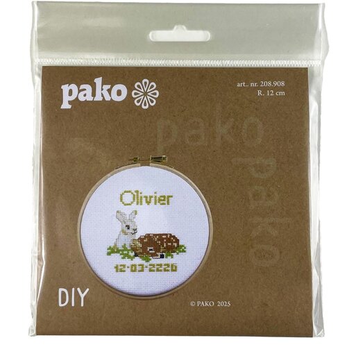 Pako Pako Borduurpakket geboorte lief konijntje en hertje