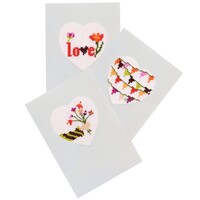 Pako Borduurpakket 3 Geluk wenskaarten in de vorm van een hartje