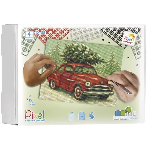 PixelHobby Pixelhobby Geschenkverpakking Car with Christmastree PixelHobby Pixelhobby Geschenkverpakking Car with Christmastree