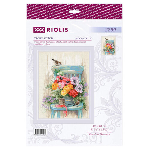 Riolis Riolis borduurpakket Garden Flowers 30 x 40 cm