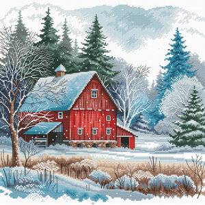 AVA Stitch Ava Stitch Borduurpakket The Red Cabin under the Snow
