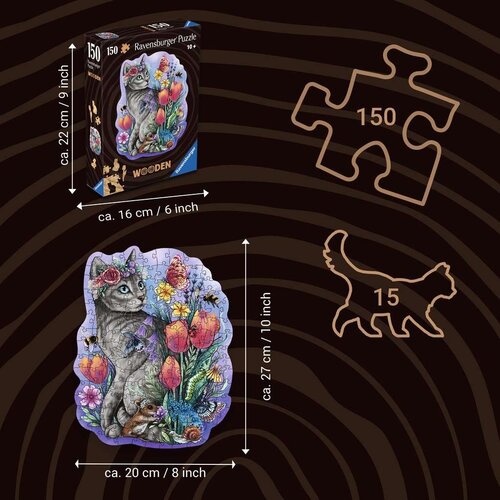 Ravensburger Houten Lovely cat 150 stukjes
