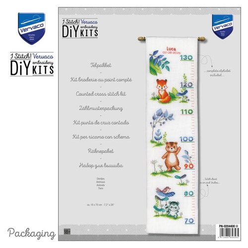 Vervaco Vervaco Borduurpakket Groeimeter Diertjes PN-0204400