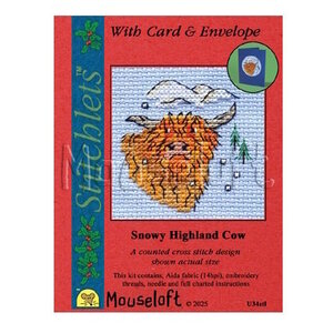 Mouseloft Mouseloft Borduurpakket Snowy Highland Cow