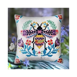 Collection D Art Borduurkussen Flower Bee 40 x 40 cm