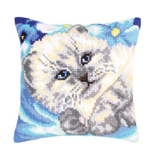 Collection D Art Borduurkussen Cute Kitten 40 x 40 cm Collection D Art Borduurkussen Cute Kitten 40 x 40 cm