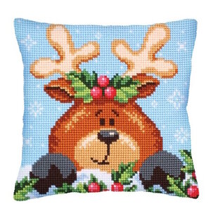Collection D Art Borduurkussen Christmas with a Fawn 40 x 40 cm