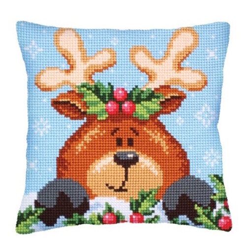 Collection D Art Borduurkussen Christmas with a Fawn 40 x 40 cm Collection D Art Borduurkussen Christmas with a Fawn 40 x 40 cm