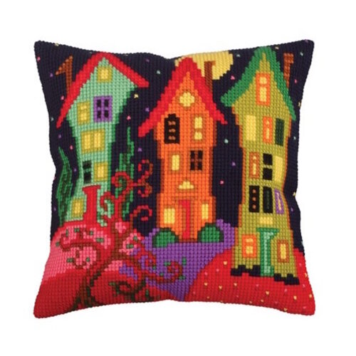 Collection D Art Borduurkussen Lodges Under the Moon 40 x 40 cm Collection D Art Borduurkussen Lodges Under the Moon 40 x 40 cm