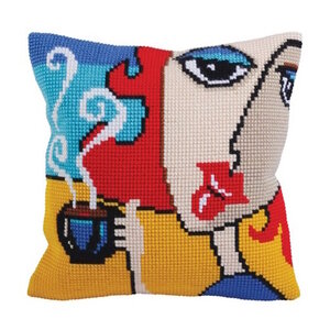 Collection D Art Borduurkussen Fragrant Coffee 40 x 40 cm