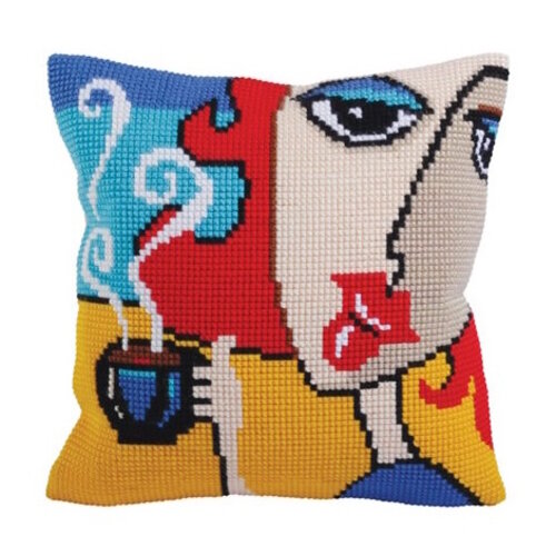 Collection D Art Borduurkussen Fragrant Coffee 40 x 40 cm Collection D Art Borduurkussen Fragrant Coffee 40 x 40 cm
