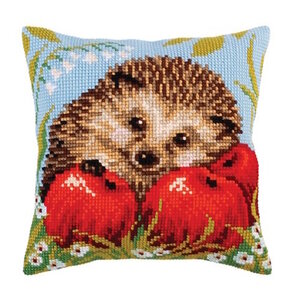 Collection D Art Borduurkussen Hedgehog with Apples 40 x 40 cm