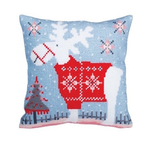 Collection D Art Borduurkussen Christmas deer 40 x 40 cm Collection D Art Borduurkussen Christmas deer 40 x 40 cm