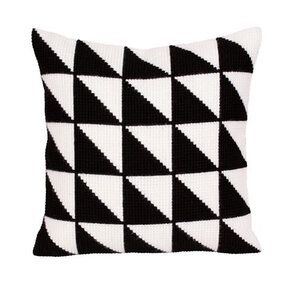 Collection D Art Borduurkussen Black and white 40 x 40 cm cda-5275