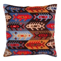 Borduurkussen Ornament fish 40 x 40 cm