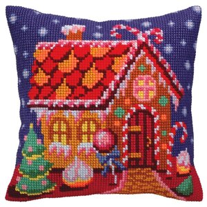 Collection D Art Borduurkussen Gingerbread Lodge 40 x 40 cm