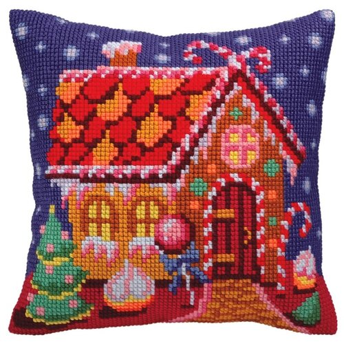 Collection D Art Borduurkussen Gingerbread Lodge 40 x 40 cm Collection D Art Borduurkussen Gingerbread Lodge 40 x 40 cm