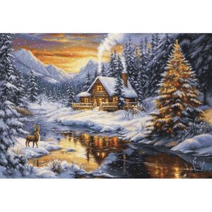 Luca S Luca S Borduurpakket Petit Point Winter Evening in the Mountains