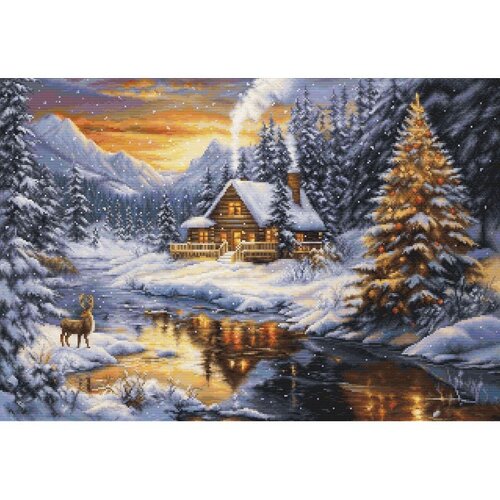 Luca S Luca S Borduurpakket Petit Point Winter Evening in the Mountains