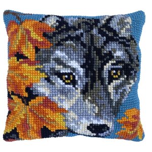 Needleart Borduurpakket Kussen Autumn Wolf 40 x 40 cm