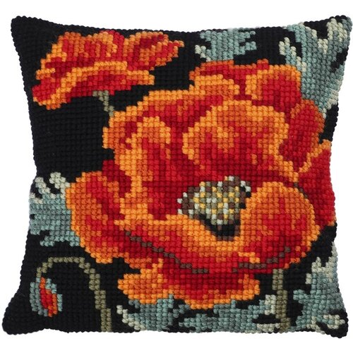 Needleart Borduurpakket Kussen Poppy Bloom 40 x 40 cm Needleart Borduurpakket Kussen Poppy Bloom 40 x 40 cm