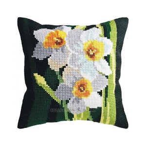 Collection D Art Borduurkussen Lines of Daffodils 40 x 40 cm