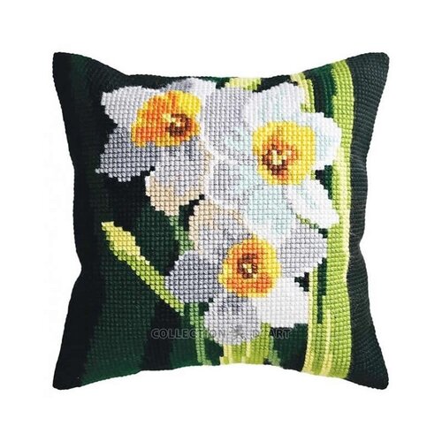 Collection D Art Borduurkussen Lines of Daffodils 40 x 40 cm Collection D Art Borduurkussen Lines of Daffodils 40 x 40 cm