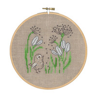 Permin borduurpakket Bird by flower 13-5451