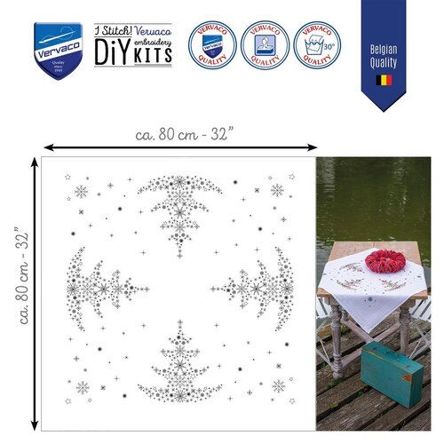 Vervaco Vervaco Tafelkleed Kerstboom met versiering 80 x 80 cm