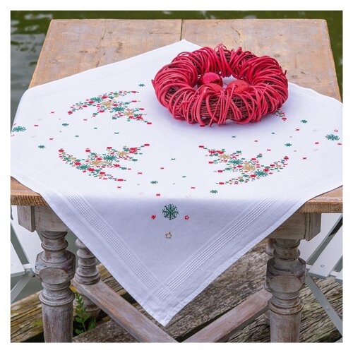Vervaco Vervaco Tafelkleed Kerstboom met versiering 80 x 80 cm